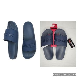 New Mens Fubu Athletic Sport Cushion Court Slide Sandals Navy Blue Size 7